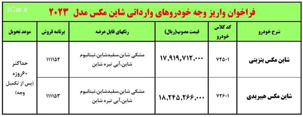 شرایط فروش شاین مکس ایران خودرو (دی 1403)